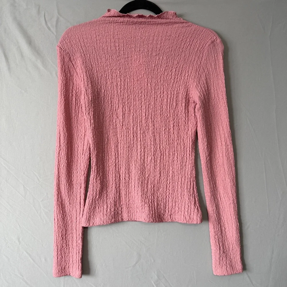 Dynamite Womens Mock Neck Wrinkled Textured Top Size XS Pink Soft Girl Coquette - Picture 5 of 7